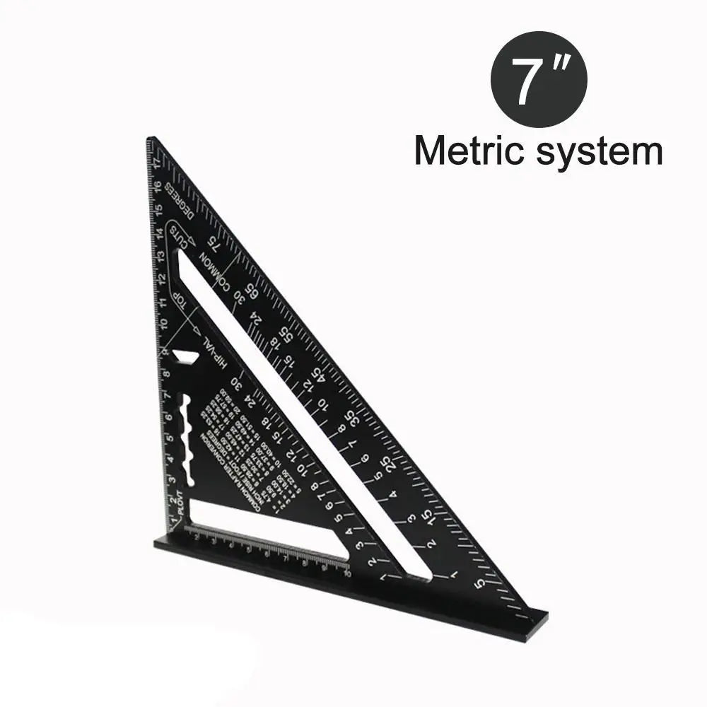 7-Inch Aluminum Triangle Ruler – Metric & Imperial Woodworking Tool Woodworking Angle Ruler Richie's black-metric