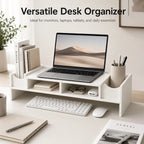 White Monitor Stand Riser with Storage Cubbies | Desk Organizer Monitor Stand Riser Richie's