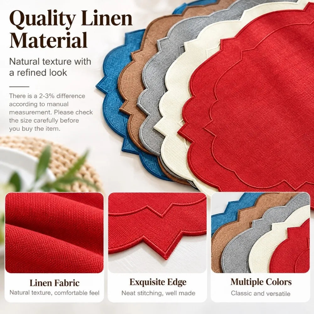 Cotton Linen Embroidered Placemats 45×35cm Anti-Slip Dining Linen Placemats Richie's