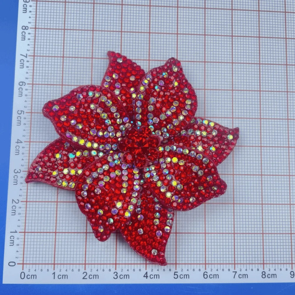 3D Rhinestone Flower Brooch Patch – DIY Sewing Embellishment Rhinestone Flower Brooch Richie's Red