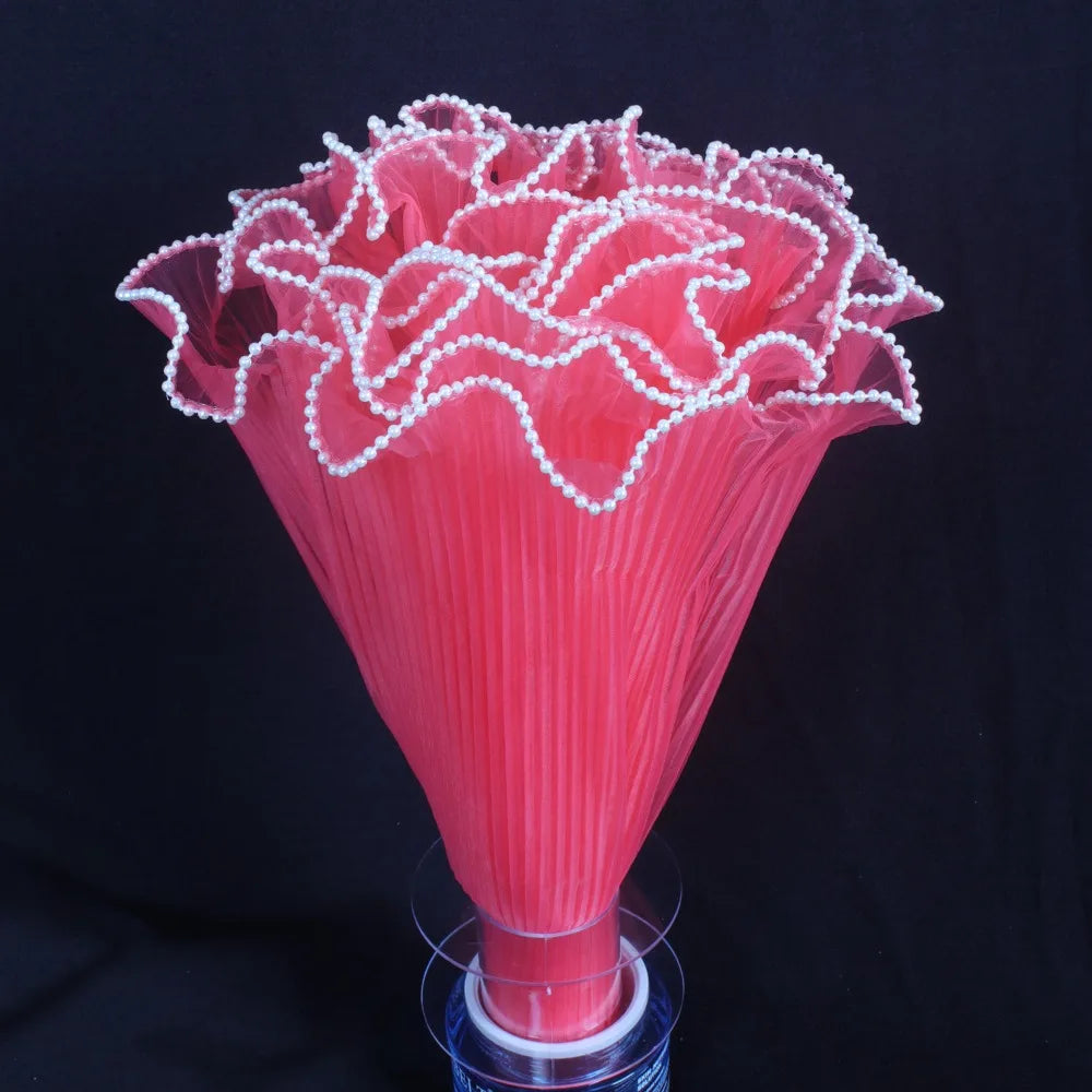 Pearl Wave Lace Mesh Flower Bouquet Wrapping 28cm x 4 Yards Bouquet Wrapping Mesh Richie's Watermelon Red one size