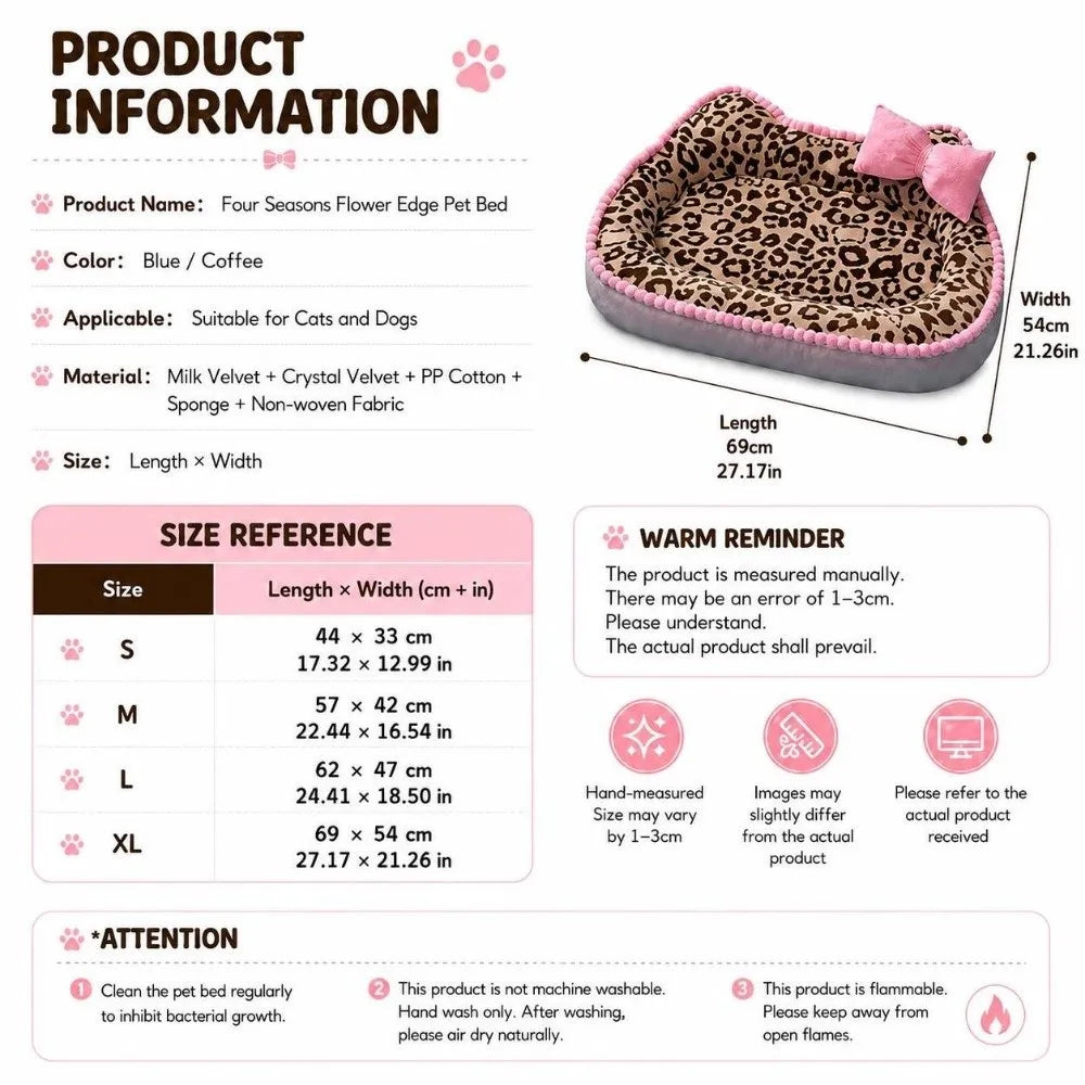 Leopard Print Cat Dog Sofa Bed – Soft Washable Pet Cushion Pet Sofa Bed Richie's