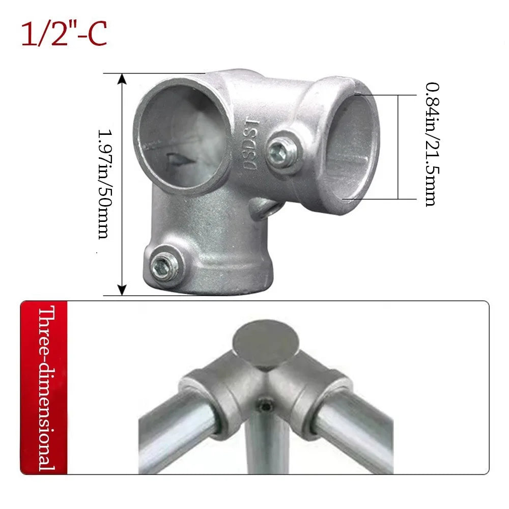 Aluminum Alloy Pipe Fitting Connector 1/2" & 3/4" Corner Elbow Pipe Fitting Connector Richie's 1-2---C