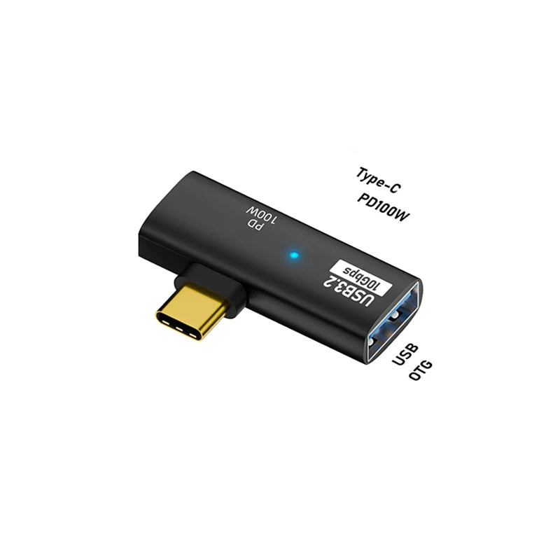 USB-C OTG Hub 10Gbps 100W PD 1-in-2 Adapter for MacBook USB-C Hub Adapter Richie's Black