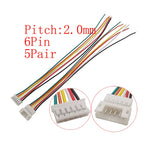 10Pcs JST PH 2.0mm Connector 2–6 Pin Male Female 26AWG Cables Wire Connector Set Richie's 5Pair 6Pin-JK