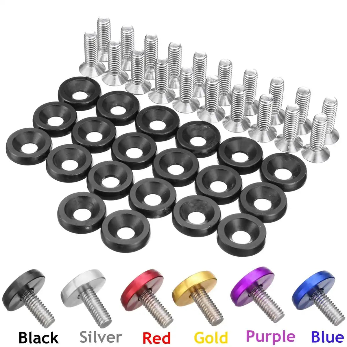 20pcs M6x15mm CNC Aluminum Fender Washer Bolt Engine Bay Kit Automotive Dress Up Bolts Richie's