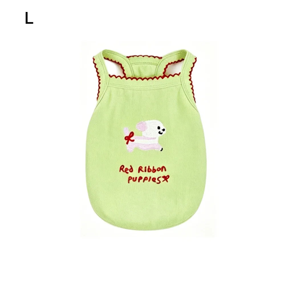 Cartoon Print Dog Vest – Breathable Pet Pullover S/M/L Pet Dog Vest Richie's Green L