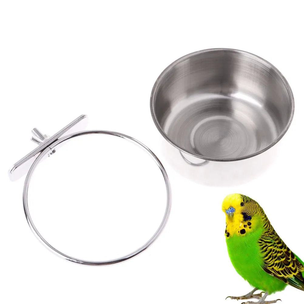Stainless Steel Parrot Bird Feeding Bowl – 10cm Cage Food Dish Bird Feeding Bowl Richie's