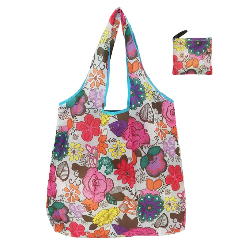 Reusable Foldable Tote Bag – Large Eco Grocery Shopping Bag Reusable Tote Bag Richie's Blue Flower