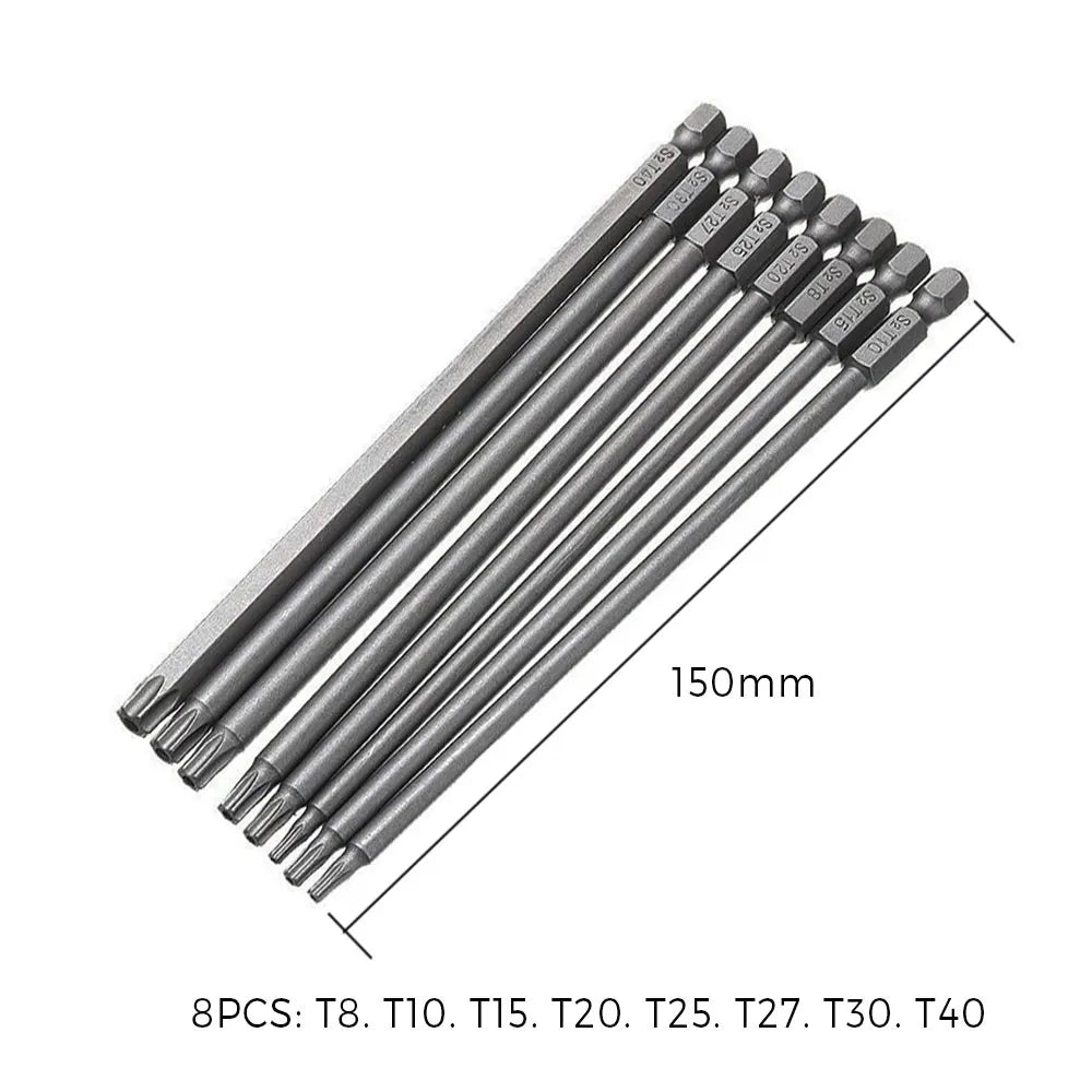 Torx Tamper-Proof Magnetic Bit Set 8/11 Pc 1/4" Hex | Binoax Screwdriver Bit Set Richie's 8Pcs 150mm