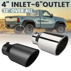 Universal Car Exhaust Tip 12" 4" Inlet 6" Outlet Tailpipe Car Exhaust Tip Richie's