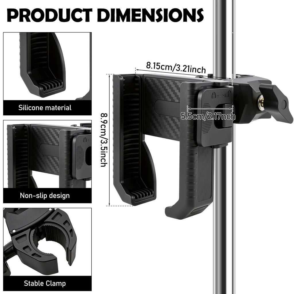 Golf Cart Phone Holder – Tool-Free Anti-Shake Universal Mount Phone Handlebar Mount Richie's black