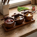 Wood Spice Jar Set with Spoons, Lids & Tray – 3-Piece Spice Jar Set Richie's