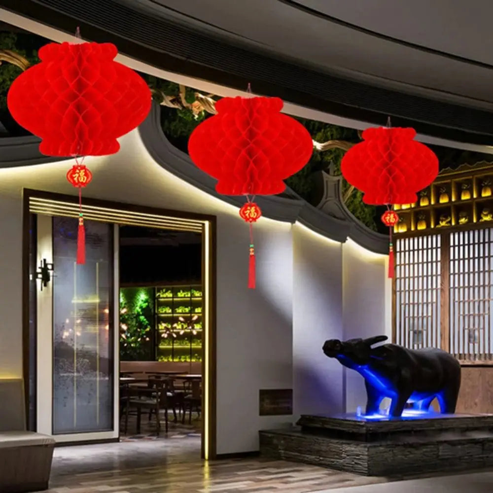 10Pcs Chinese Paper Honeycomb Lanterns – Spring Festival Decor Hanging Party Lanterns Richie's
