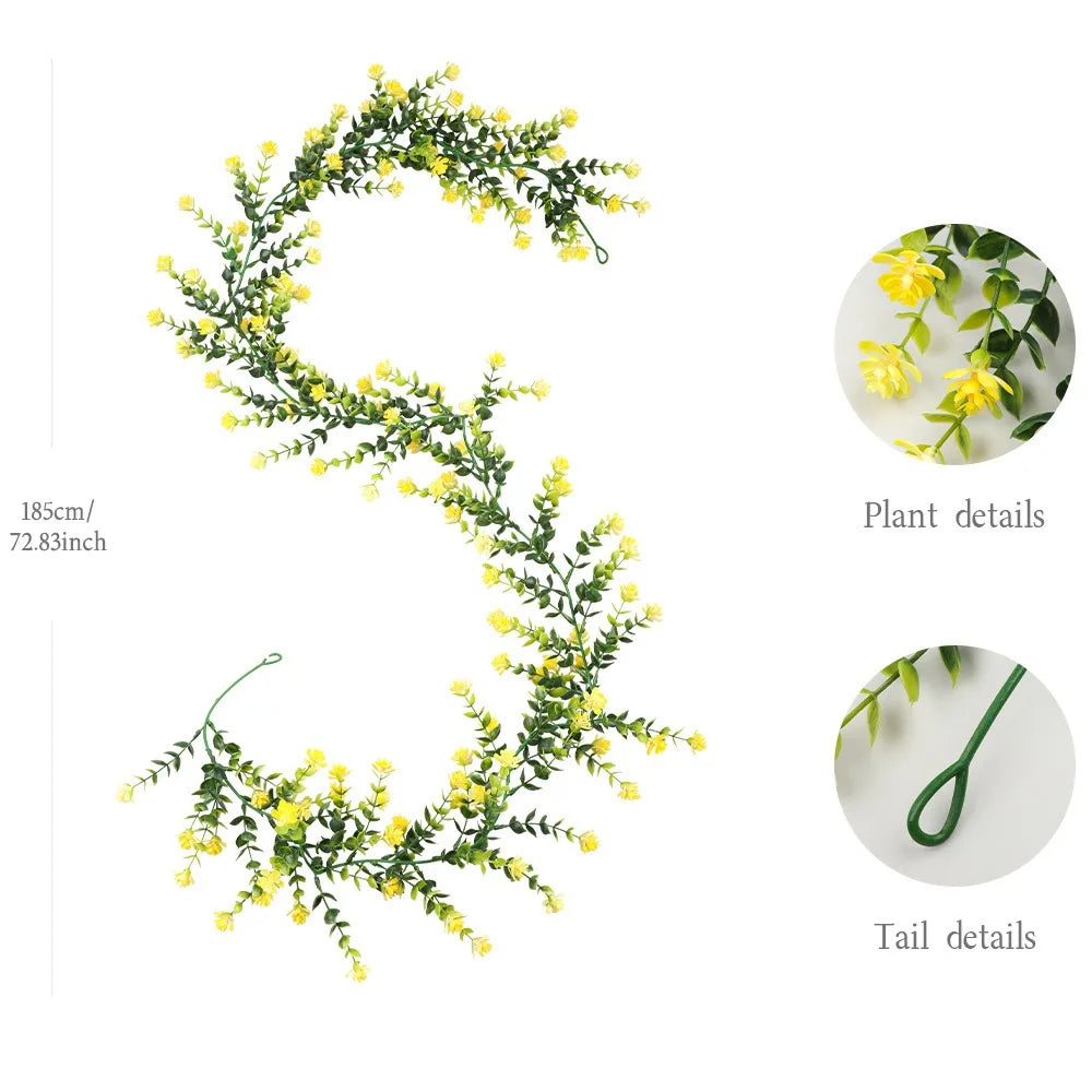 132-Flower Artificial Eucalyptus Vine – Faux Floral Wall Decor Artificial Floral Vine Richie's Yellow