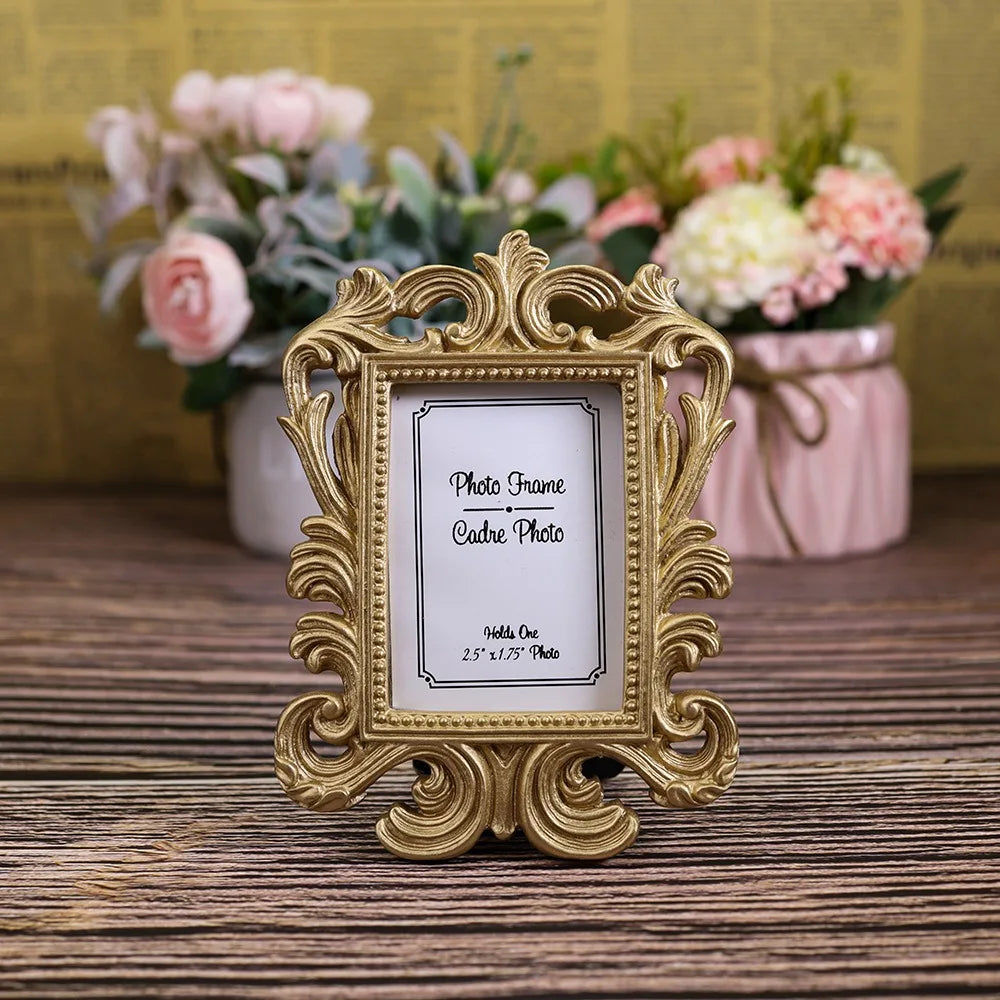 Retro Resin Square Photo Frame – Elegant Wedding Home Decor Decorative Photo Frame Richie's Gold
