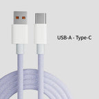 FUCHU 6A Braided USB-A to USB-C Fast Charging Cable 1M 2M USB-C Charging Cable Richie's Purple 2m