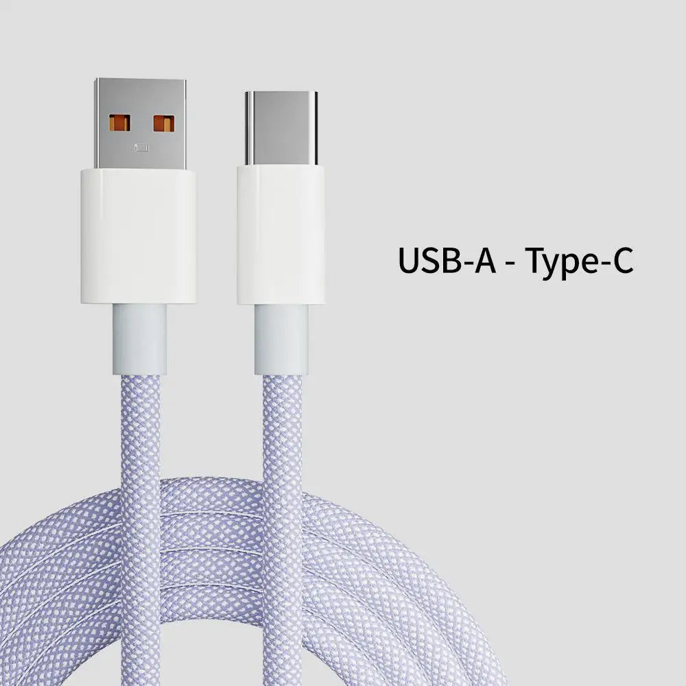 FUCHU 6A Braided USB-A to USB-C Fast Charging Cable 1M 2M USB-C Charging Cable Richie's Purple 2m