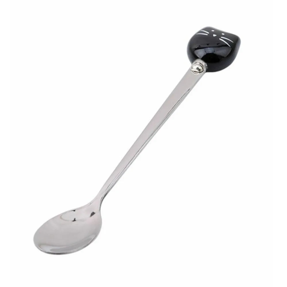Cartoon Cat Stainless Steel Dessert Spoon – Coffee & Ice Cream Novelty Dessert Spoon Richie's Black