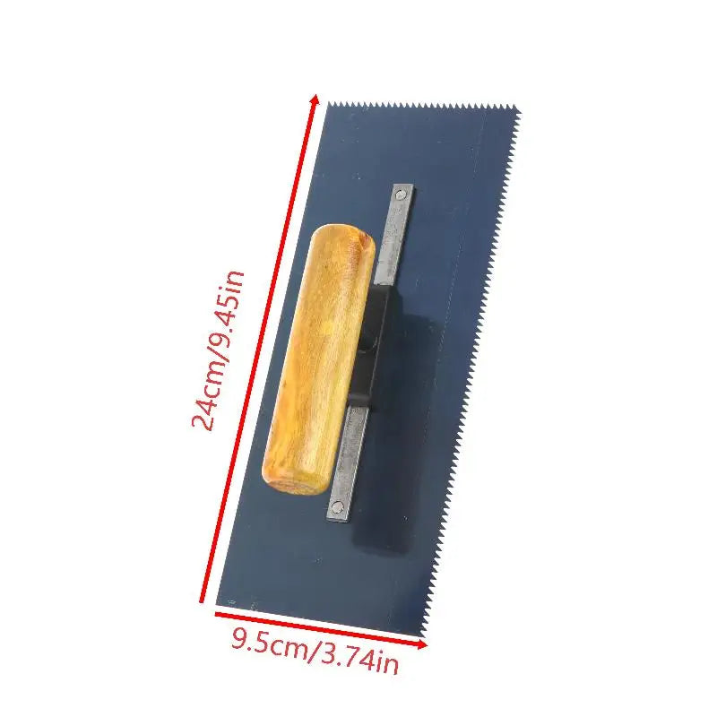 24cm Notched Trowel 2mm Teeth | Steel Blade & Wood Handle Notched Trowel Richie's