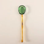 Glass Dessert Spoon – Heat-Resistant Long Handle Tea & Milk Spoon Glass Dessert Spoon Richie's Yellow green