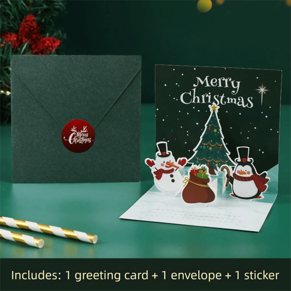 3D Pop-Up Christmas Greeting Card | Festive Postcard Christmas Greeting Card Richie's Style C