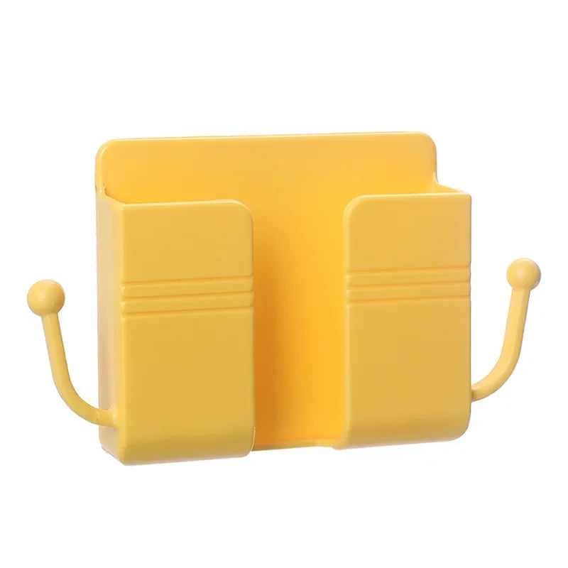 Wall Mount Phone Holder No-Drill Plug Bracket with Side Hook Phone Charging Bracket Richie's yellow-2pcs