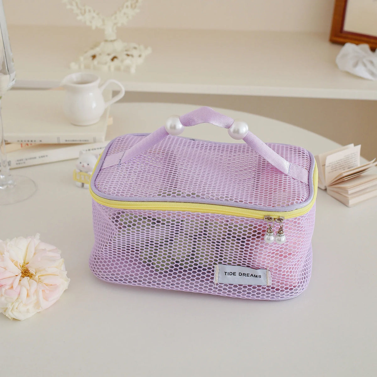 Mesh Cosmetic Bag Transparent Travel Makeup Organizer Pouch Cosmetic Organizer Bag Richie's L-purple
