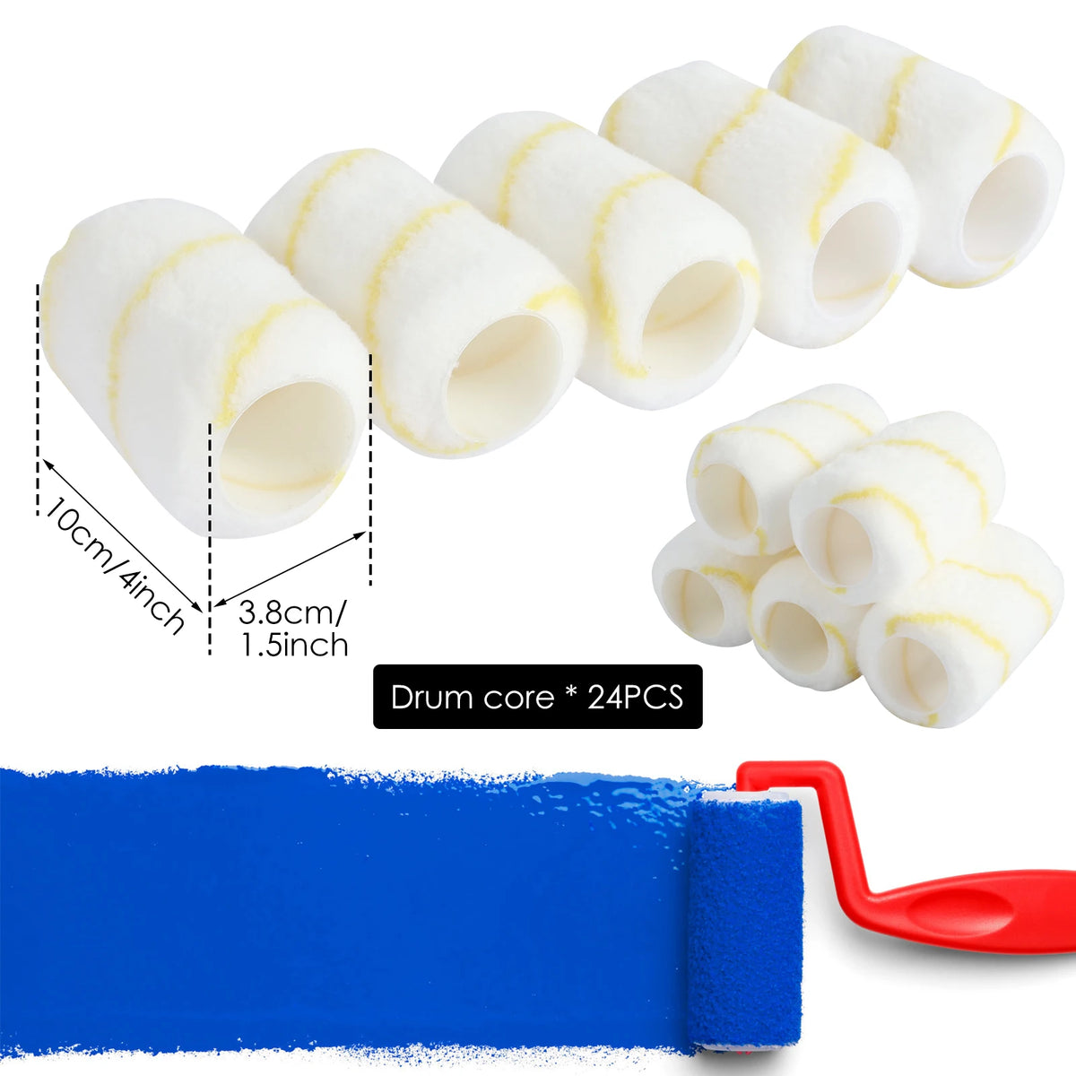 24-Pack 4" Microfiber Paint Roller Cover Naps – Reusable Paint Roller Covers Richie's