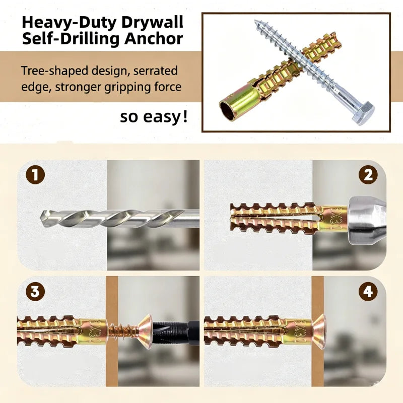 50/100PCS Metal Wall Anchors & Self-Tapping Expansion Screw Kit Wall Anchor Screw Kit Richie's