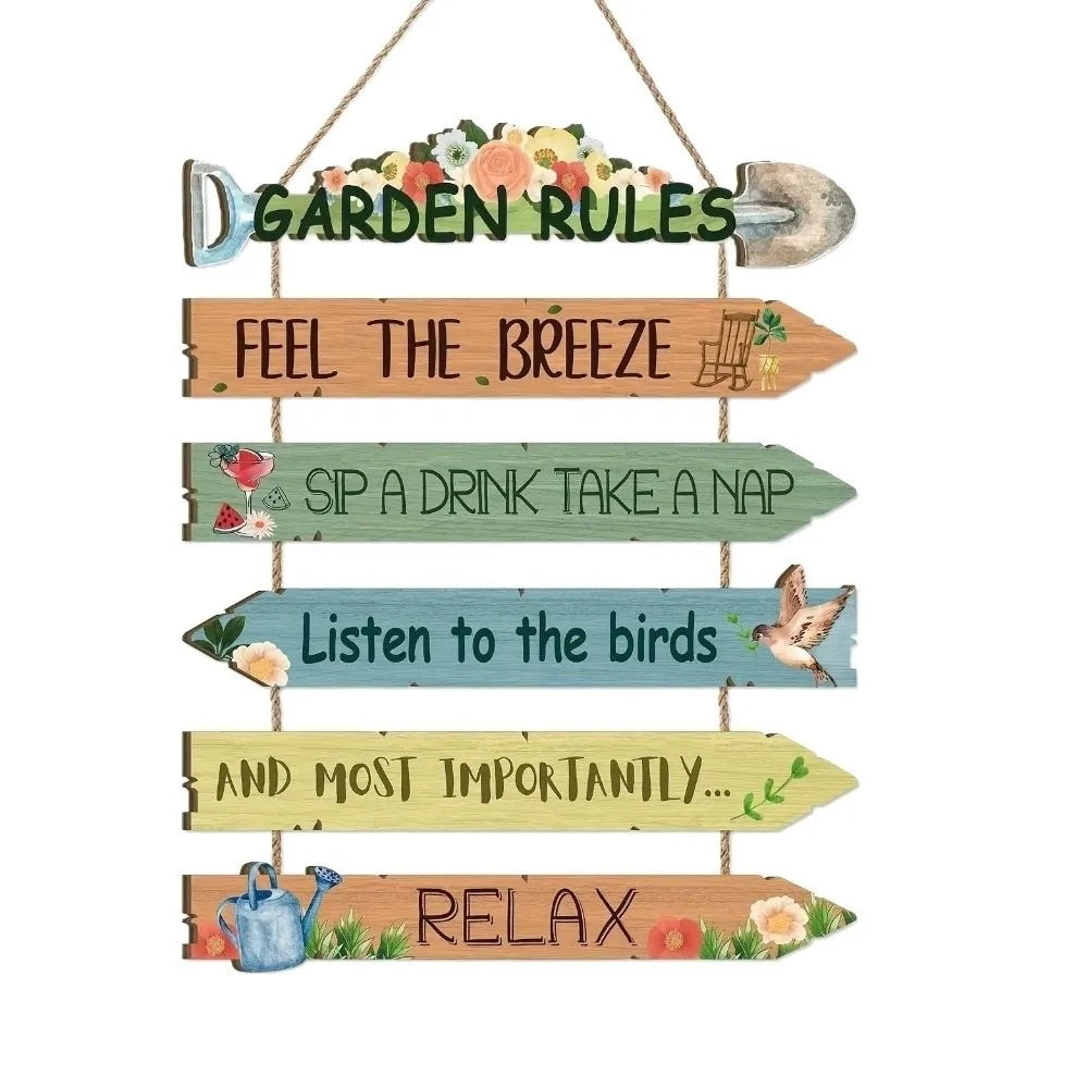 Rustic Wooden Garden Hanging Sign | Wall Decor Plaque Garden Wall Sign Richie's 1pc
