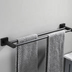 Matte Black Double Towel Bar Rack – 60cm Aluminium Square Design Double Towel Bar Richie's