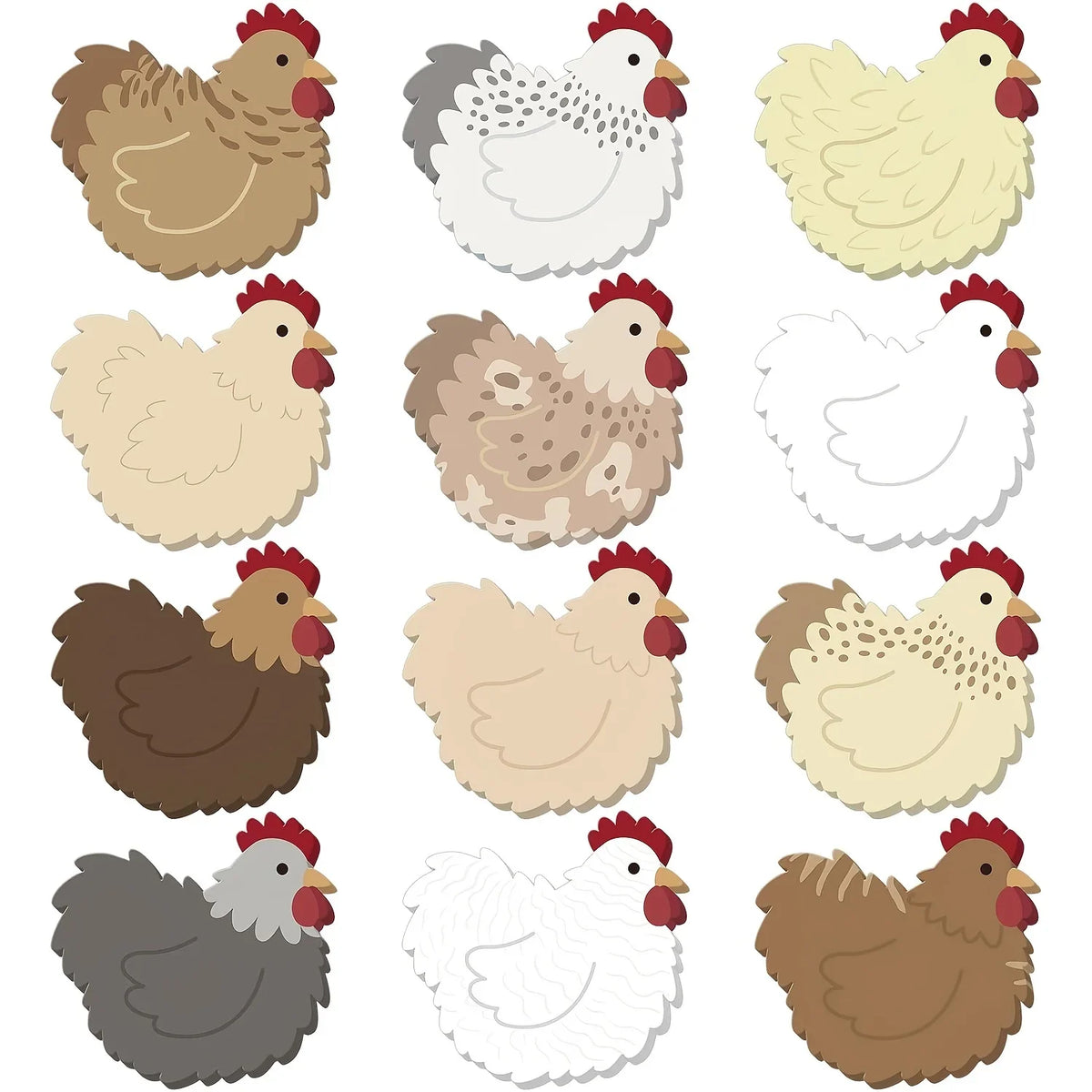 12 Pcs Kawaii Chicken Sticky Notes – Cute Self-Adhesive Memo Pads Sticky Note Pads Richie's
