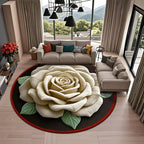 Non-Slip Round Rose Floor Mat 3D Flower Carpet 23.6" Decorative Floor Mat Richie's Beige
