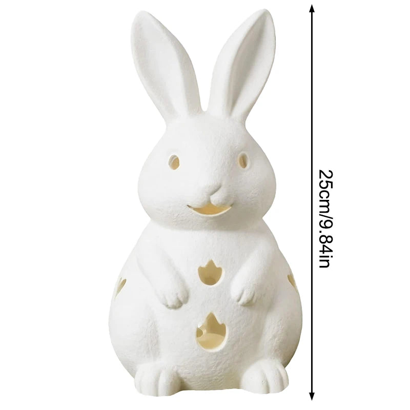White Bunny Resin Candle Holder – Easter Rabbit Tea Light Decor Candle Holder Richie's C