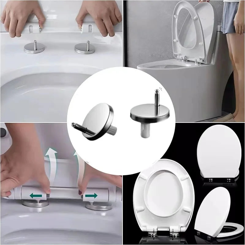 2pcs Stainless Steel Toilet Seat Hinge Universal Quick Release Top Fix Toilet Seat Hinge Richie's