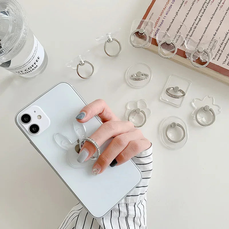 Transparent Diamond Ring Phone Holder – Rotatable Finger Grip Phone Ring Stand Richie's