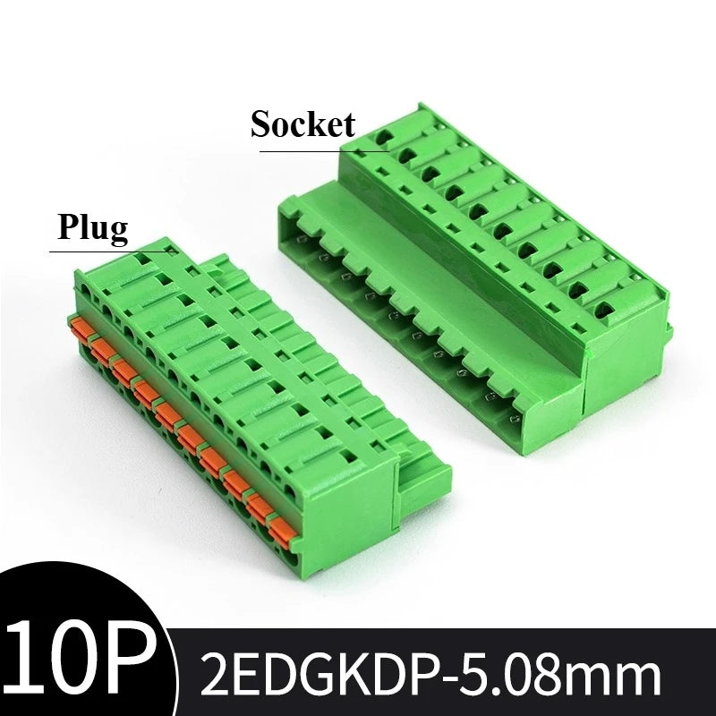 Spring-Press Plug-In Terminal Block 5.08mm 2–24P | 2EDGKD Set Terminal Block Connector Richie's 10P Plug and socket set