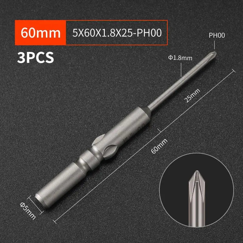 3-Pack S2 Steel 60mm Electric Screwdriver Bits | High Strength Screwdriver Bits Richie's A3