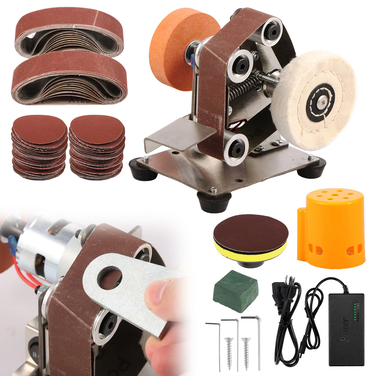 Mini Electric Belt Sander & Bench Grinder – 7-Speed Stainless Belt Sander Grinder Richie's