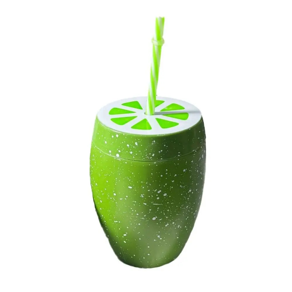 Cartoon Fruit Straw Cup | Strawberry Watermelon Pineapple Bottle Straw Water Bottle Richie's -lemon 1