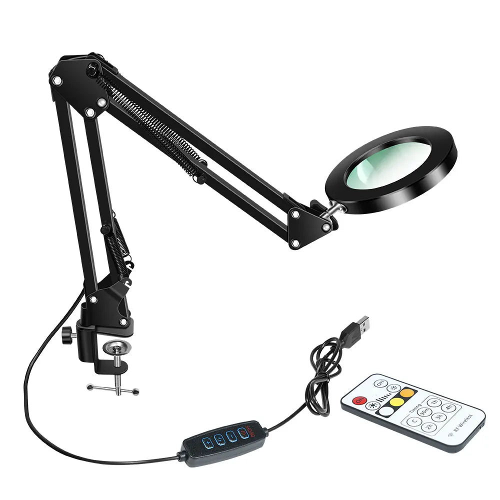 72-LED Magnifier Desk Lamp 8x/10x Remote Control 3 Color Magnifier Desk Lamp Richie's 27CM BLACK
