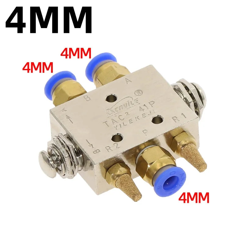 TAC2-41PP Pneumatic Mechanical Valve 2 Position 5 Way Spring Return Pneumatic Control Valve Richie's TAC2-41PP-PC4MM