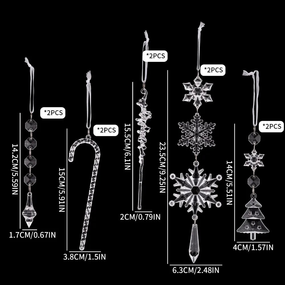 Crystal Acrylic Snowflake Ice Drop Christmas Tree Ornaments Christmas Tree Ornaments Richie's Set-3