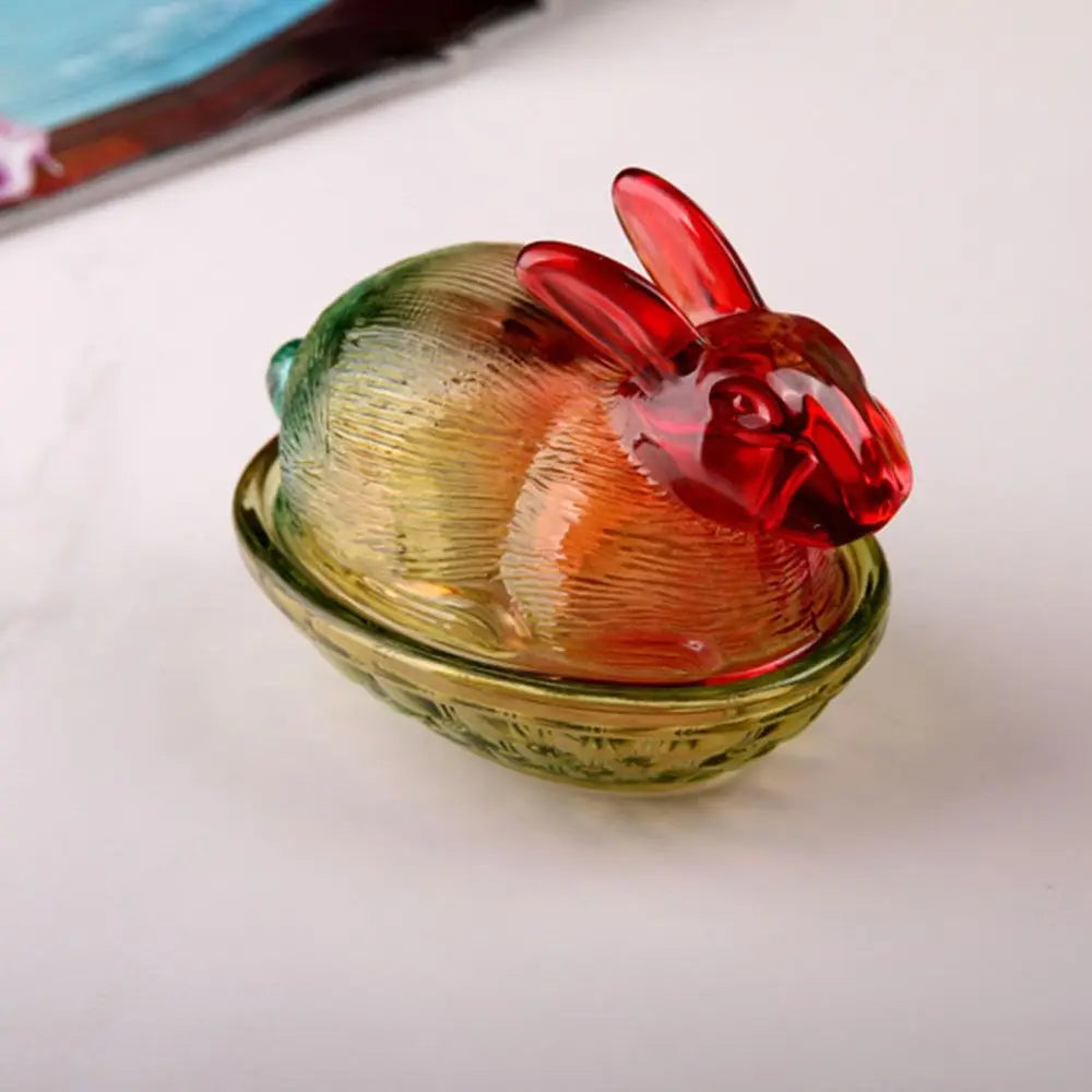 Rabbit-Shaped Glass Candy Dish with Lid | Easter Bunny Jar Glass Candy Jar Richie's
