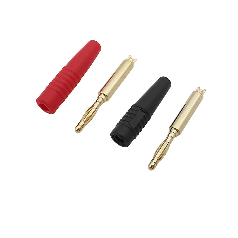 4Pcs Gold Plated 2mm Male Banana Plug Solder Wire Connector Banana Plug Connector Richie's