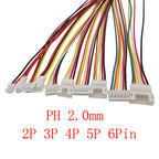10Pcs JST PH 2.0mm Connector 2–6 Pin Male Female 26AWG Cables Wire Connector Set Richie's