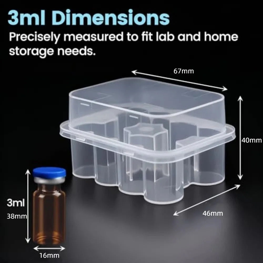 10-Slot Vial Storage Case Clear Stackable Freezer Tube Box Vial Storage Box Richie's