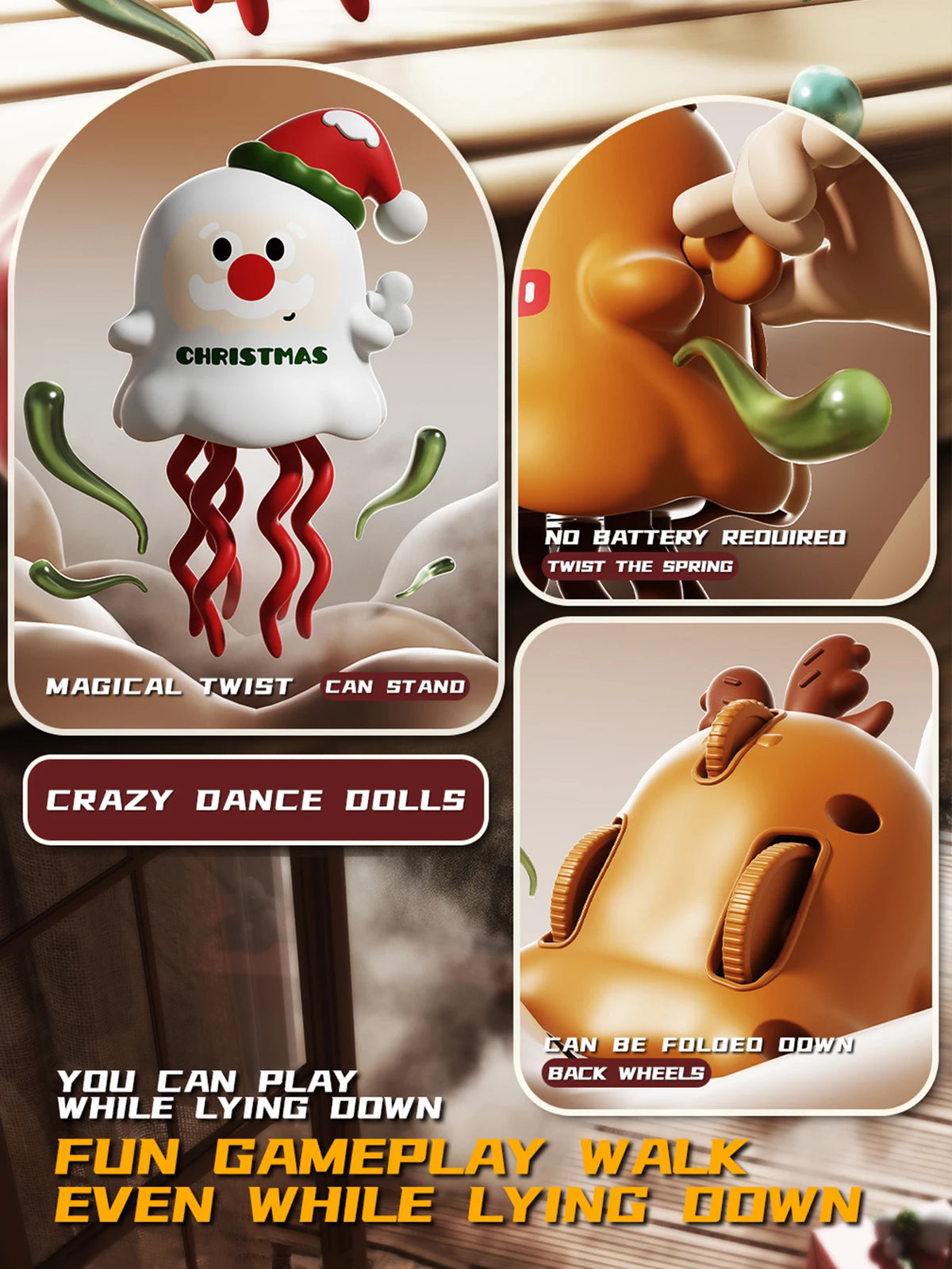 Christmas Clockwork Dancing Toy – Snow Treasure or Elk Figure Clockwork Wind-Up Toy Richie's