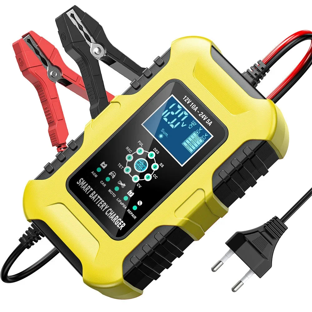 Smart Car Battery Charger 12V/10A 24V/5A AGM Wet 7-Stage Auto Battery Charger Richie's